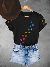 Frauen bunte T-Shirts mit Tier pfoten druck